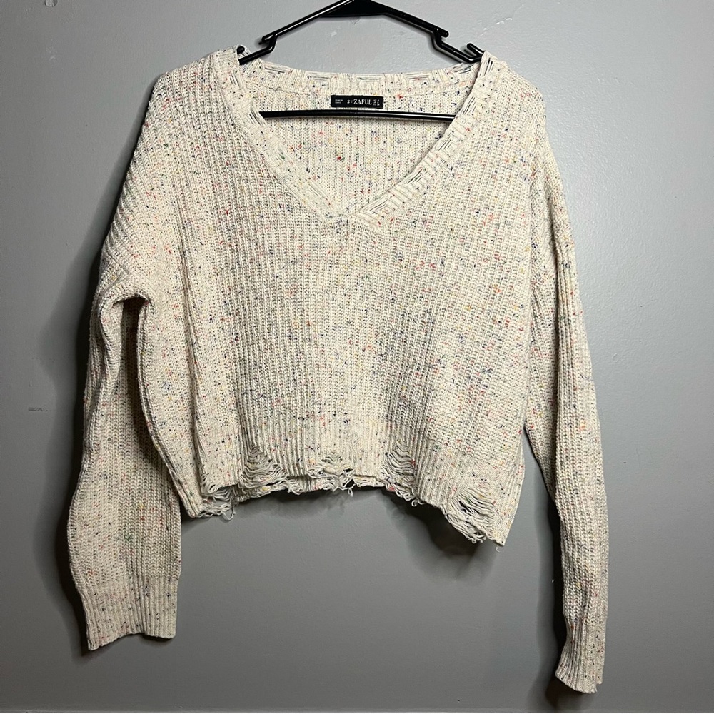 ZAFAL long sleeve confetti sweater